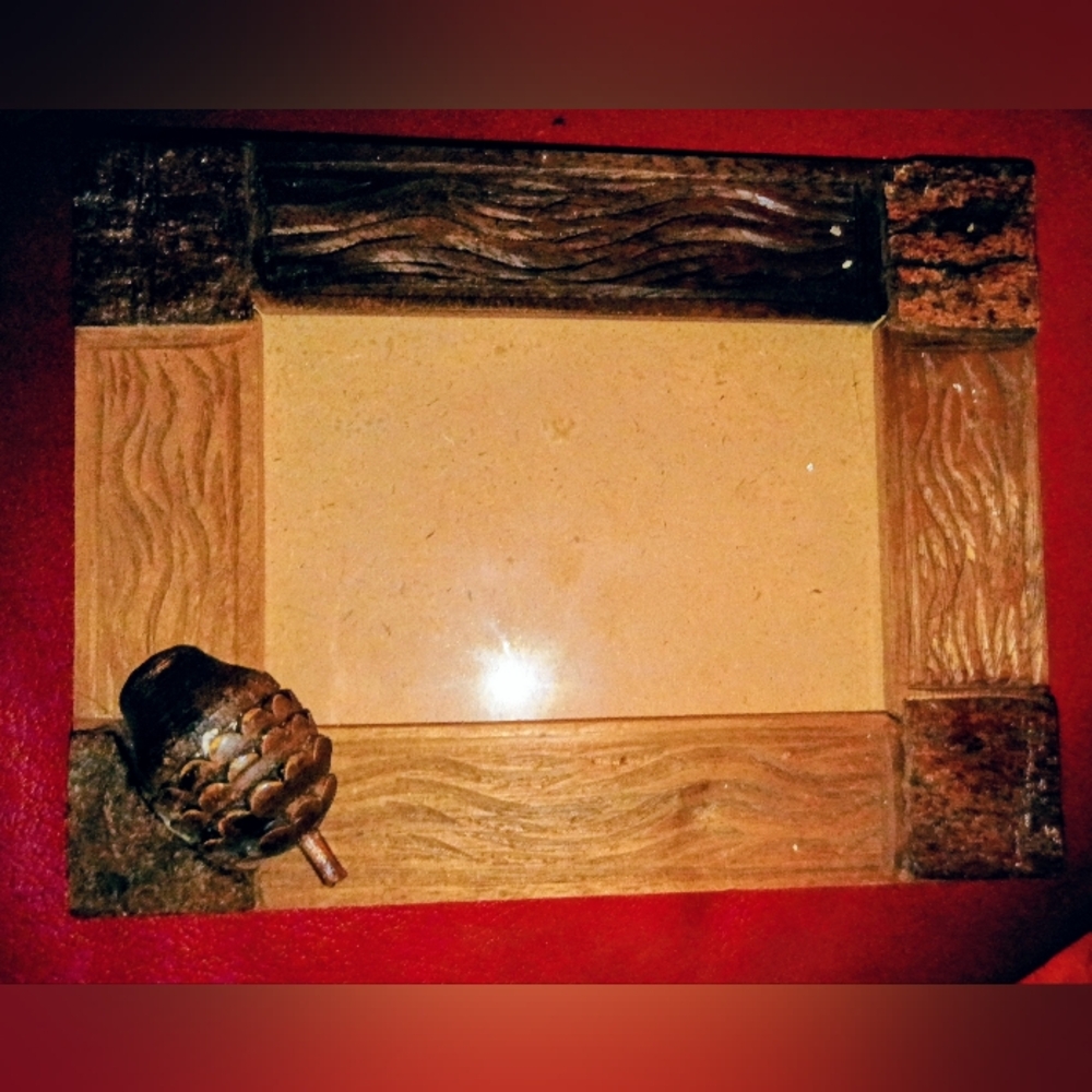 Rustic Wood Picture Frame with Acorn